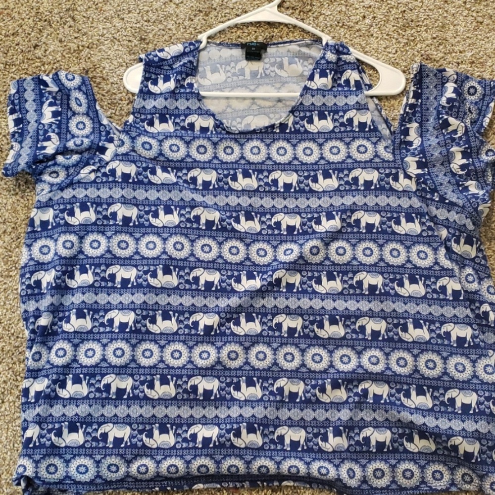 Cold Shoulder Rue+ Elephant Blouse